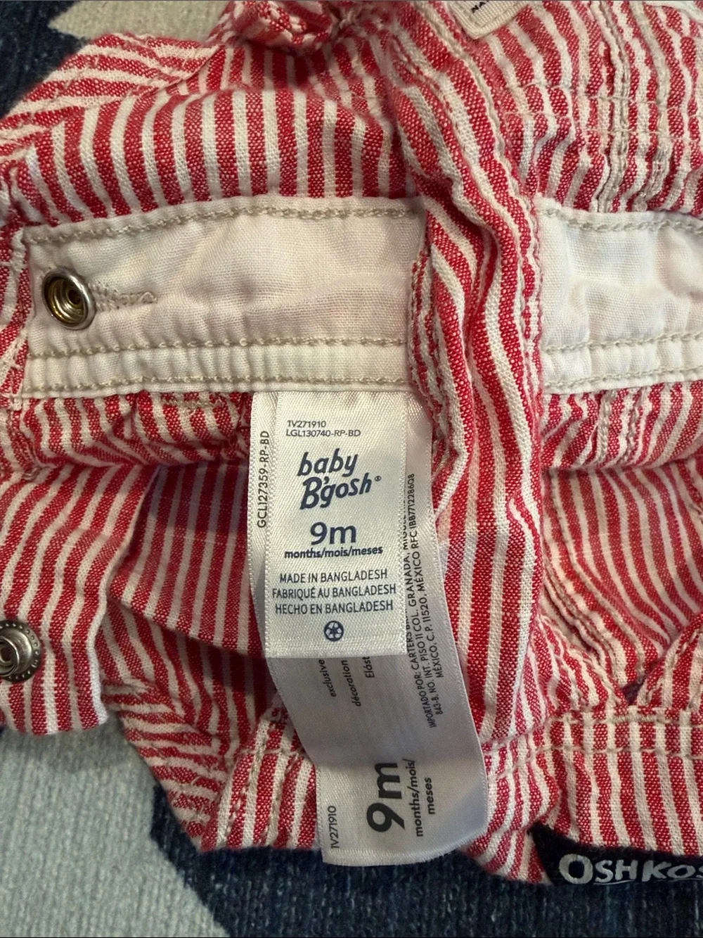 OshKosh B'gosh Red & White Striped Baby Overalls